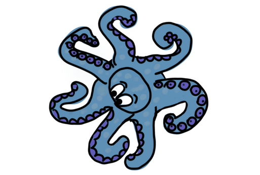 Eine Zeichnung von einem Tintenfisch