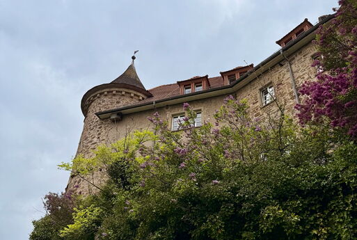 Blick auf die Jugendburg von unten nach oben